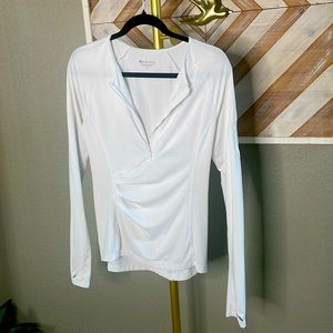 Athleta white long sleeve workout top size small